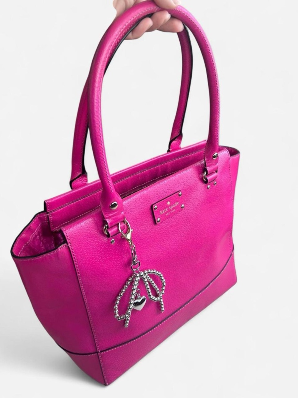 Kate Spade Wellesley Camryn Tote pink Shoulder Bag 100% Leather - Picture 8 of 10